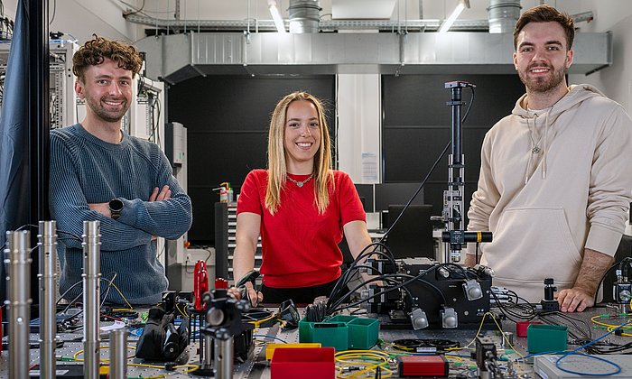 Alexander Orlov, Ginevra Fulco and Leart Zuka (from left) of PushQuantum.