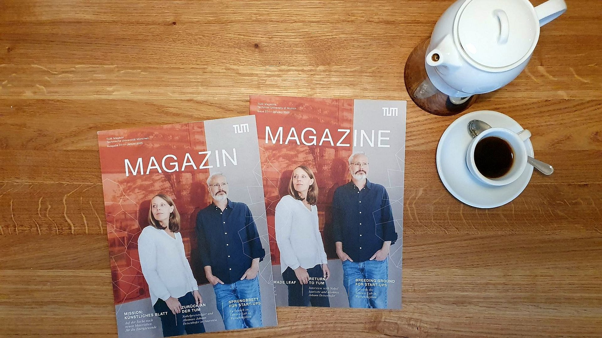 English and german versions of the new magazine.