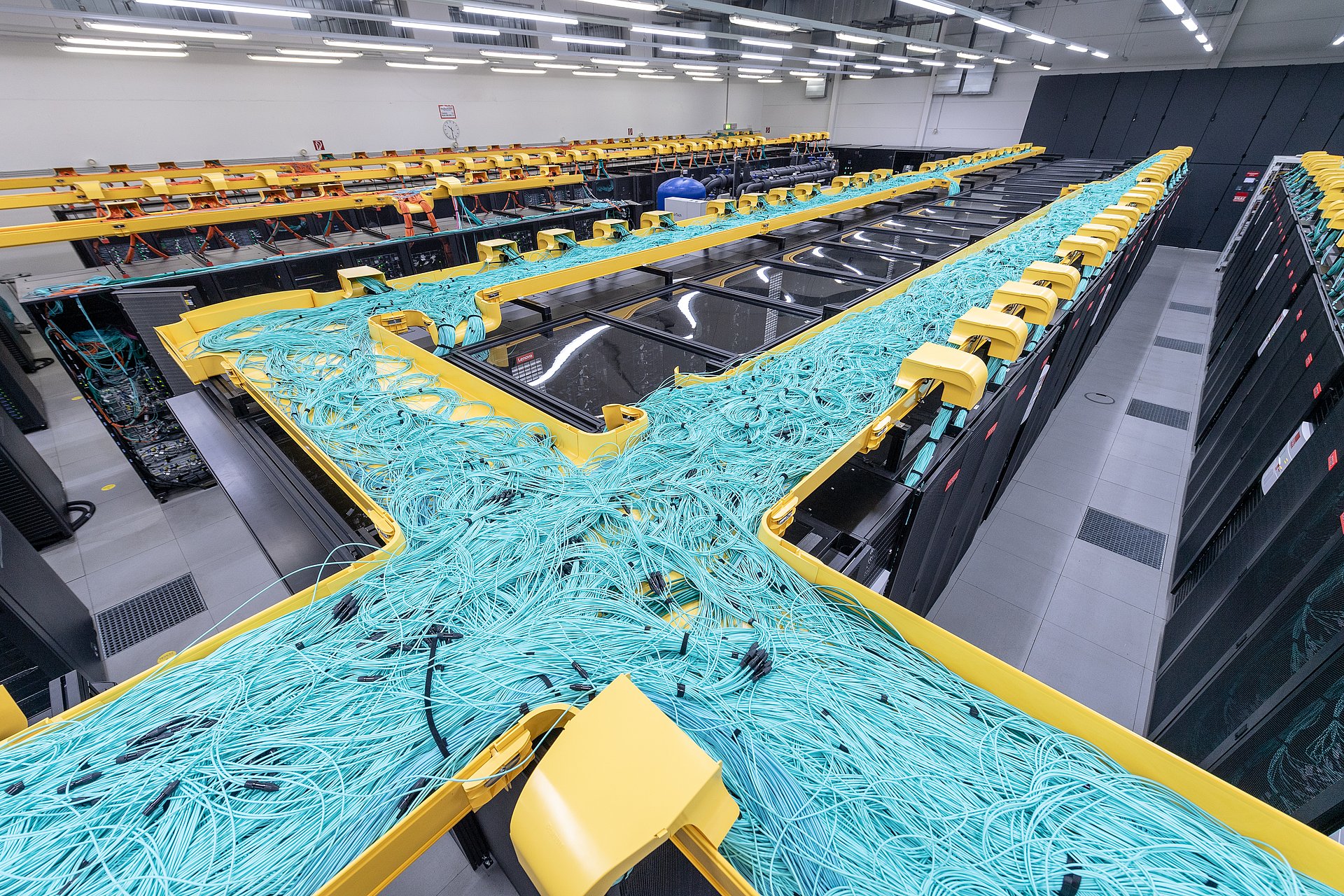 High-performance computer Super MUC at Leibniz Supercomputing Center (LRZ) in Garching. 