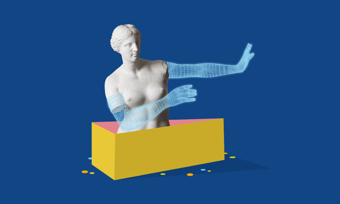 Gipsabdruck der Venus von Milo mit digital modellierten Armen
