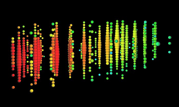 Neutrino-Event measured at the neutrino-observatory IceCube - Image: IceCube Consortium
