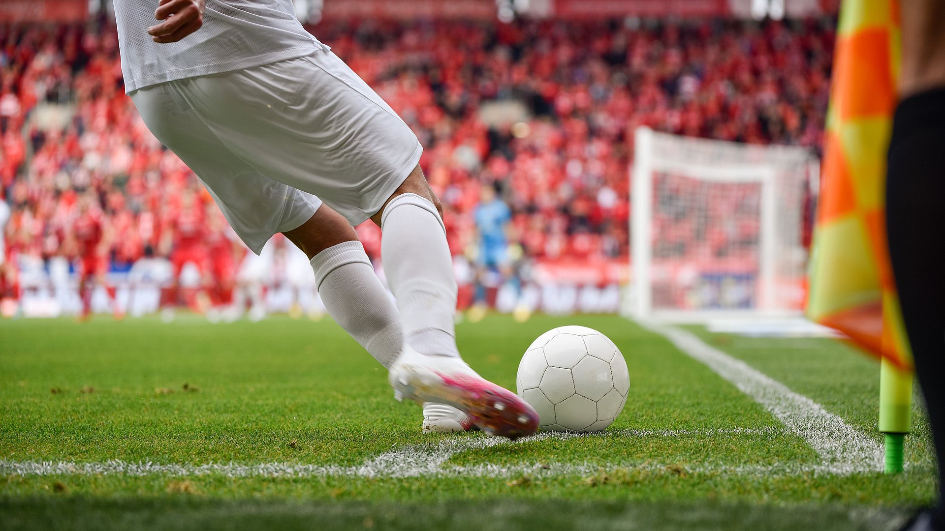  A soccer player taking a corner kick