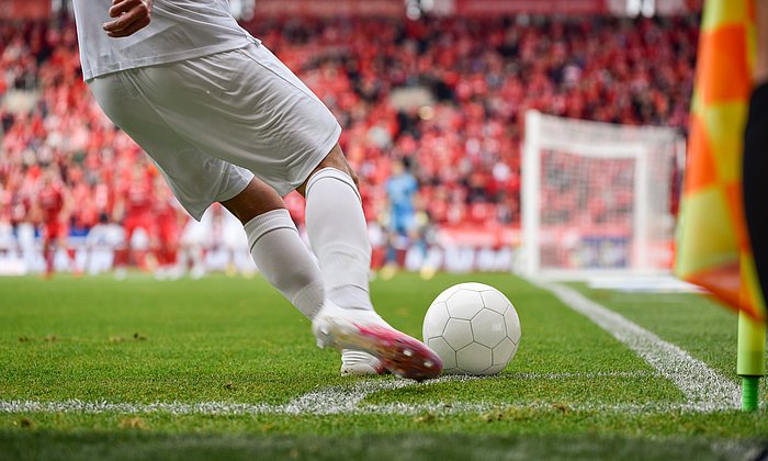  A soccer player taking a corner kick