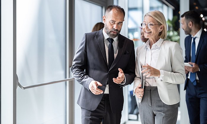 Two business leaders talking
