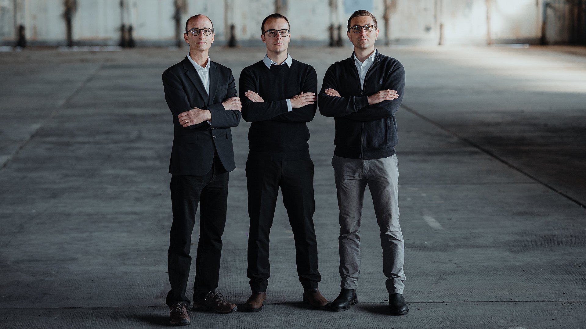 Prof. Daniel Cremers (from left), Lukas Köstler, and Simon Klenk are the founders of SE3 Labs.