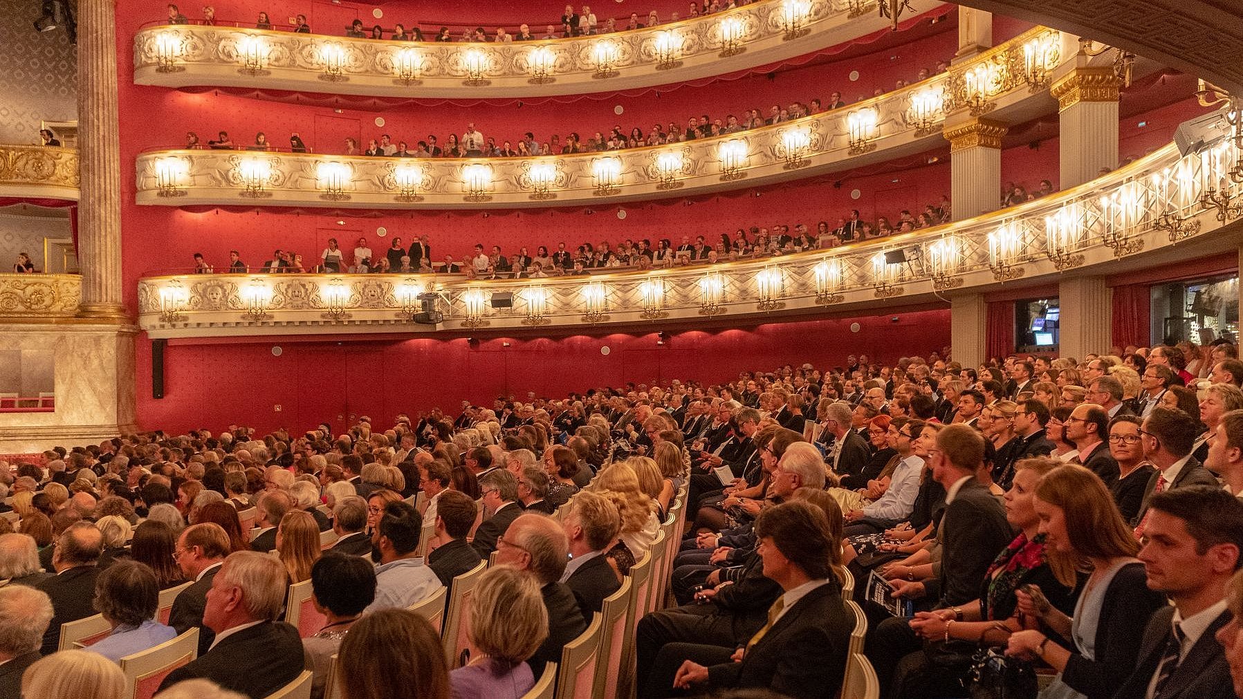 Guests at the Bavarian State Opera in Munich.