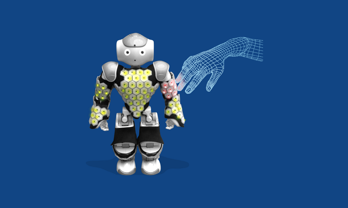 Roboter NAO mit Sensorhaut vom Institute for Cognitive Systems
