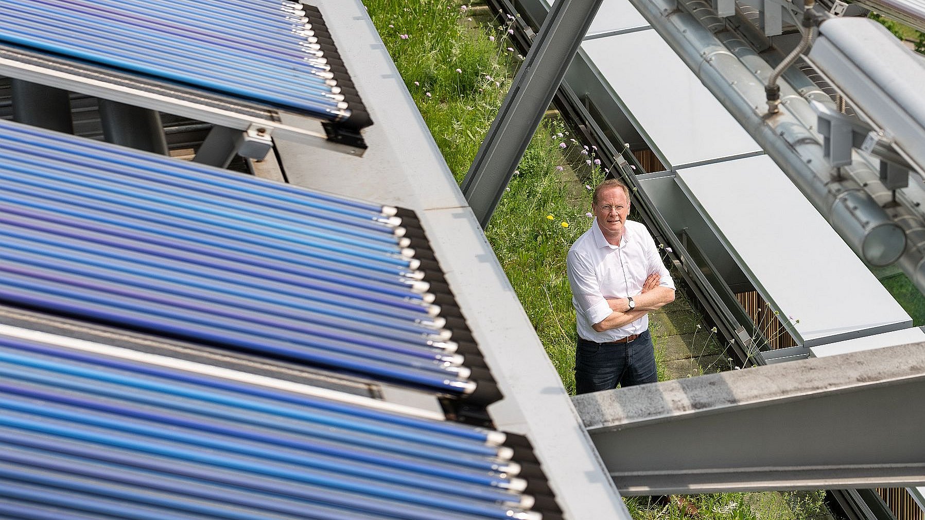 Prof Werner Lang, photographed on the roof of the Oskar von Miller Forum.